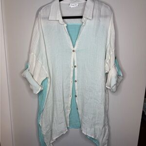 White and Blue Button-Up Shirt